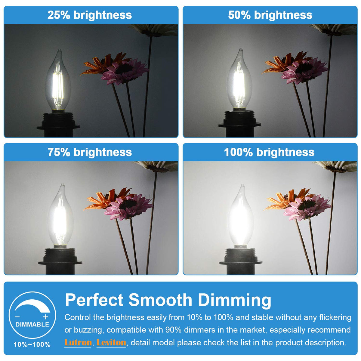 TOBUSA 5000K daylight LED bulb with glass filament for a vivid look