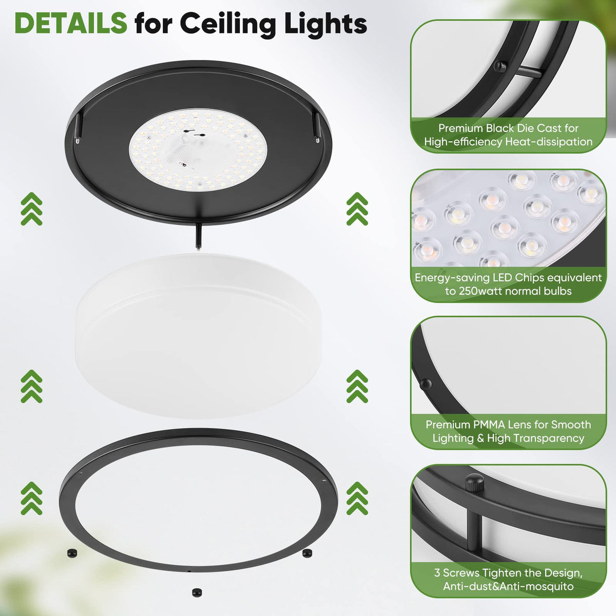 TOBUSA dimmable ceiling light supports 5%-100% dimming with compatible dimmers