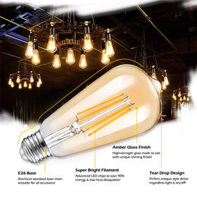 TOBUSA Edison bulb with squirrel cage filament for vintage charm in fixtures.