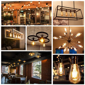 TOBUSA amber glass Edison bulb for versatile indoor or outdoor decor.