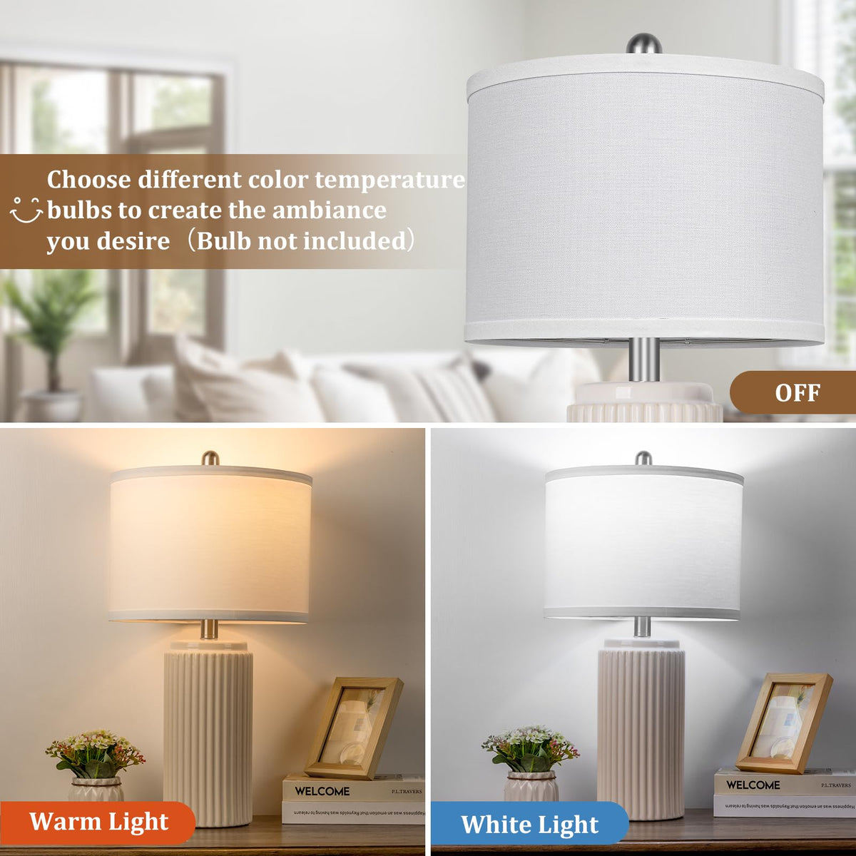TOBUSA nightstand lamp in bedroom – warm ambient glow for cozy nights.
