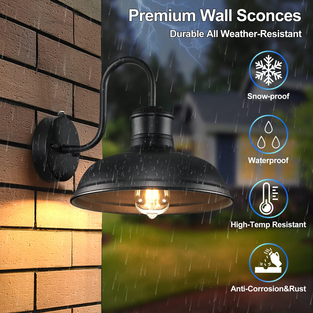 TOBUSA dusk-to-dawn sconce with standard E26 socket allows bulb customization