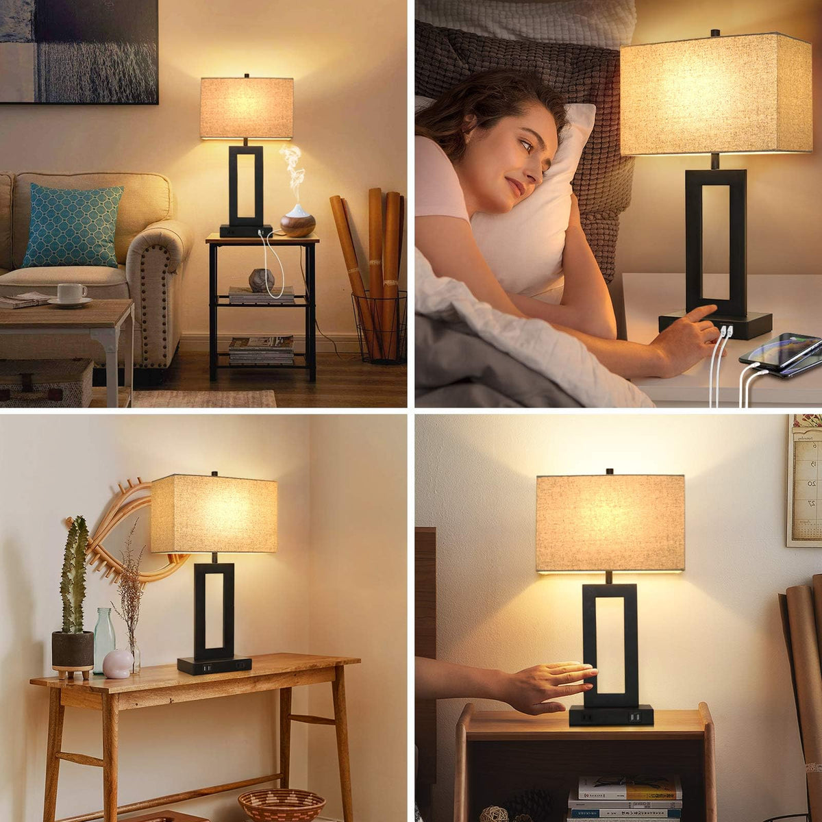 TOBUSA Set 2 bedside lamp set ideal for reading and everyday use.