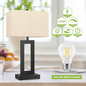 TOBUSA Set 2 cream fabric shade diffuses light for cozy ambience.
