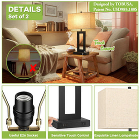 TOBUSA Set 2 included LED bulbs provide warm 2700K illumination.