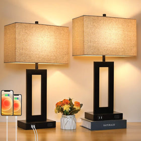 TOBUSA Set 2 lamp base with sturdy metal stand for stable bedside lighting.