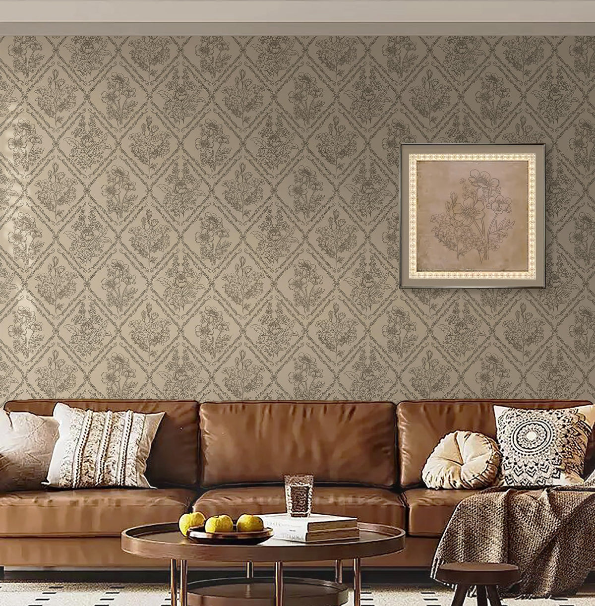 Toduso brown floral wallpaper suits bathrooms and cabinets with vintage charm.