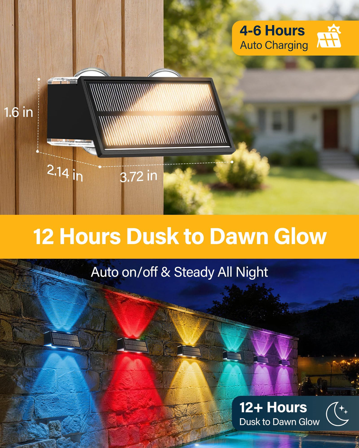 Toeuie solar fence light bright-beam emphasizes walkways for safer outdoor travel