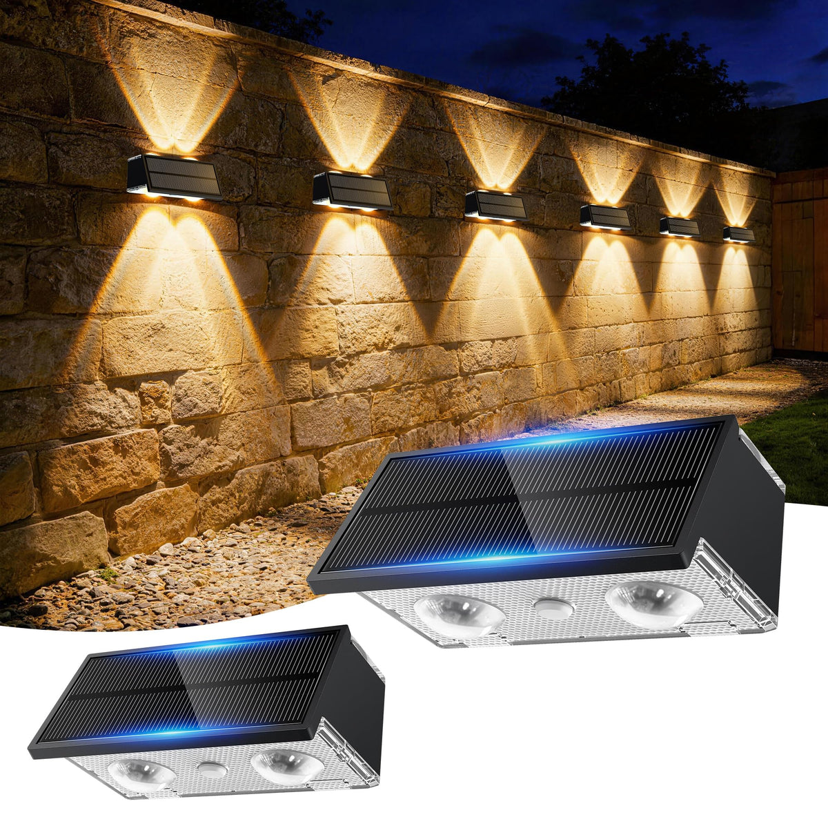 Toeuie solar fence light front view enhances fence visibility and curb appeal.