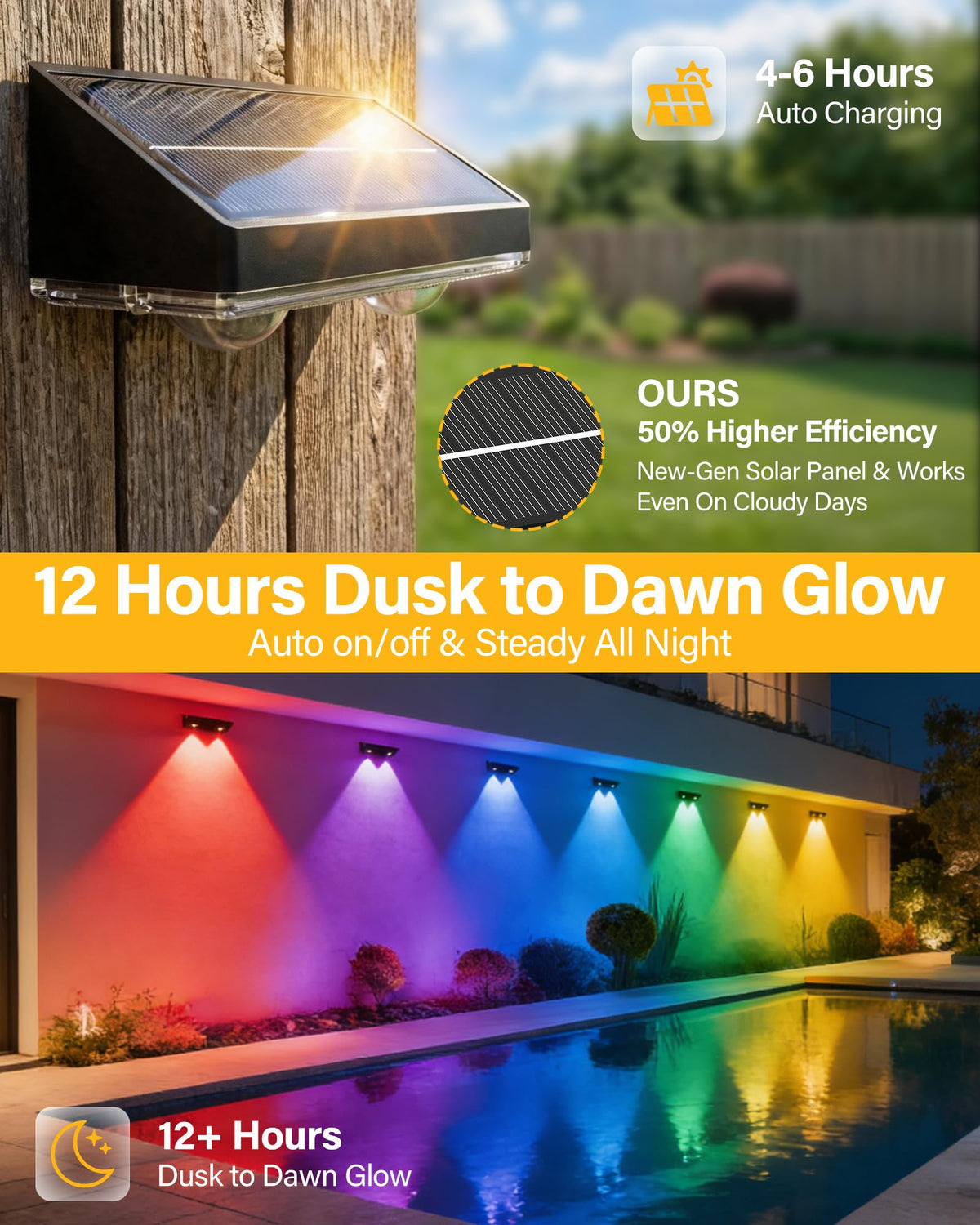 Toeuie fence lights offer 9 RGB modes for mood lighting