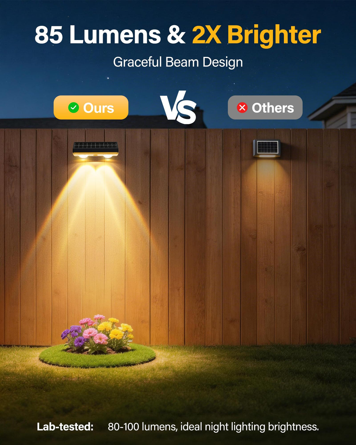 Toeuie 85lm beam fence light provides bright, focused illumination