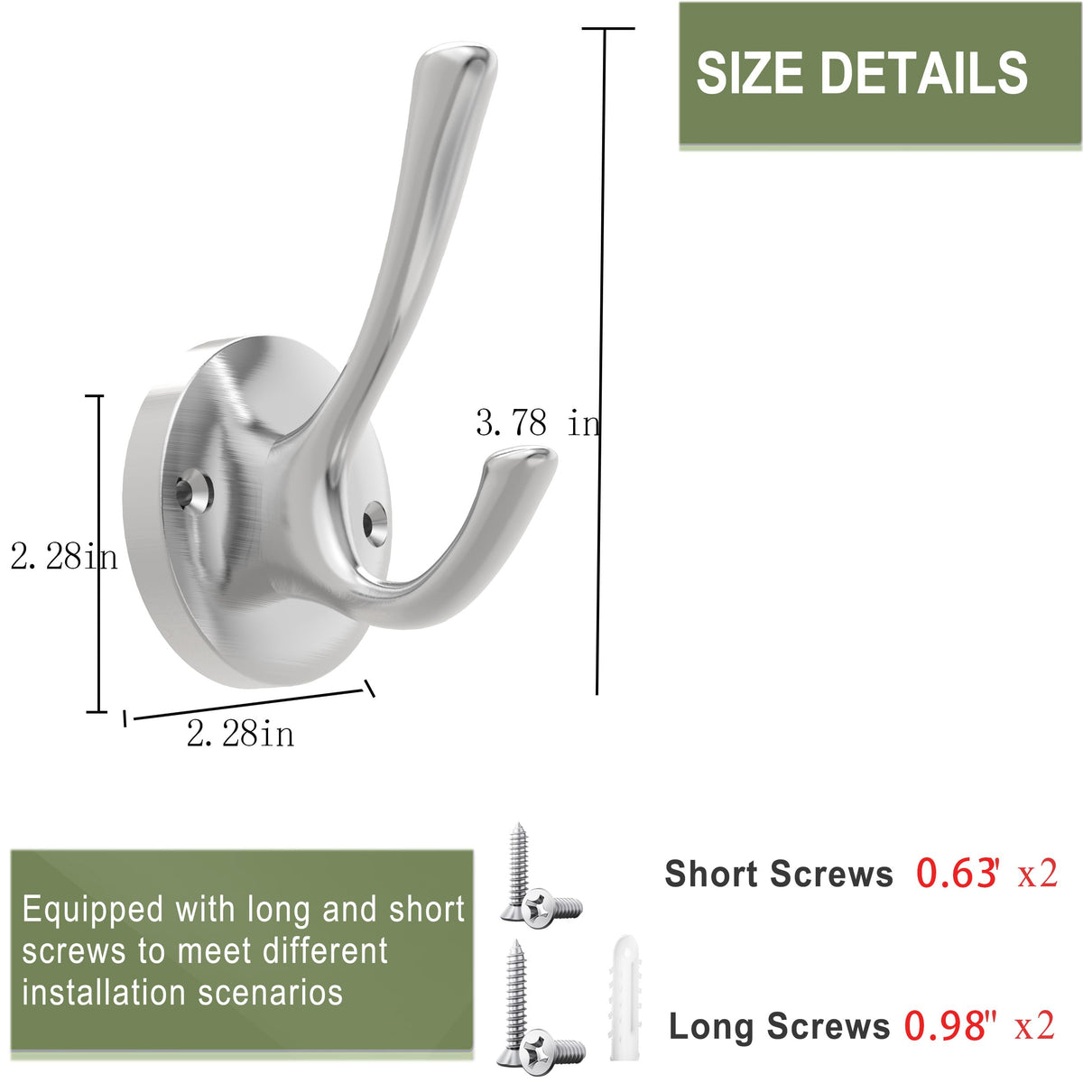 TOFIIGREM durable zinc alloy hook supports heavy items safely.