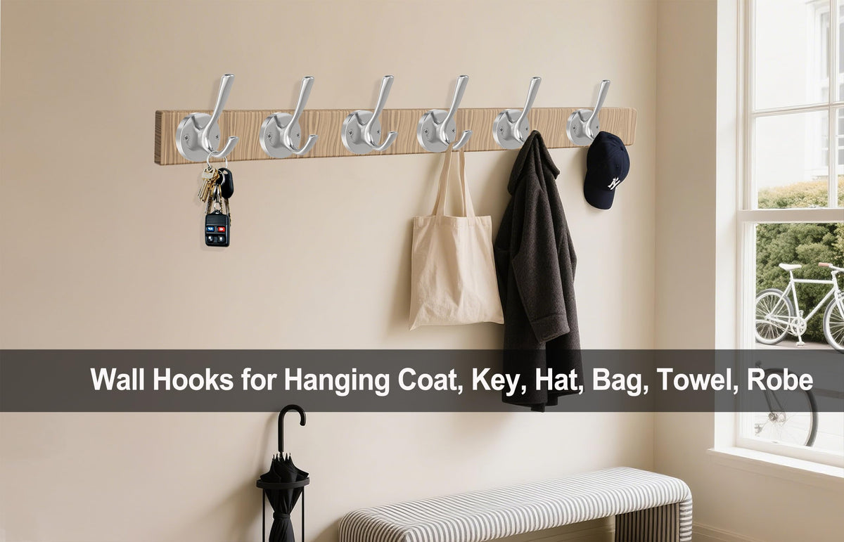 TOFIIGREM two-pack hooks with screws included for quick installation.