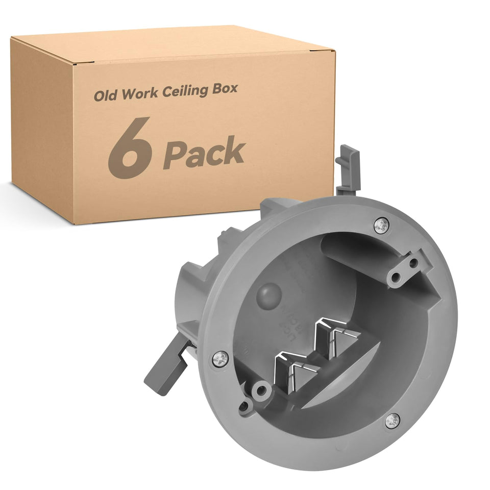 Togalonn 4-inch old-work ceiling box front view for easy retrofit.