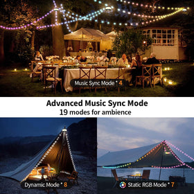 TOHETO 32.8 ft mood light string delivers wide coverage for tents and yards.
