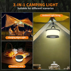 TOHETO night light mode provides a gentle glow for safe campsite navigation.