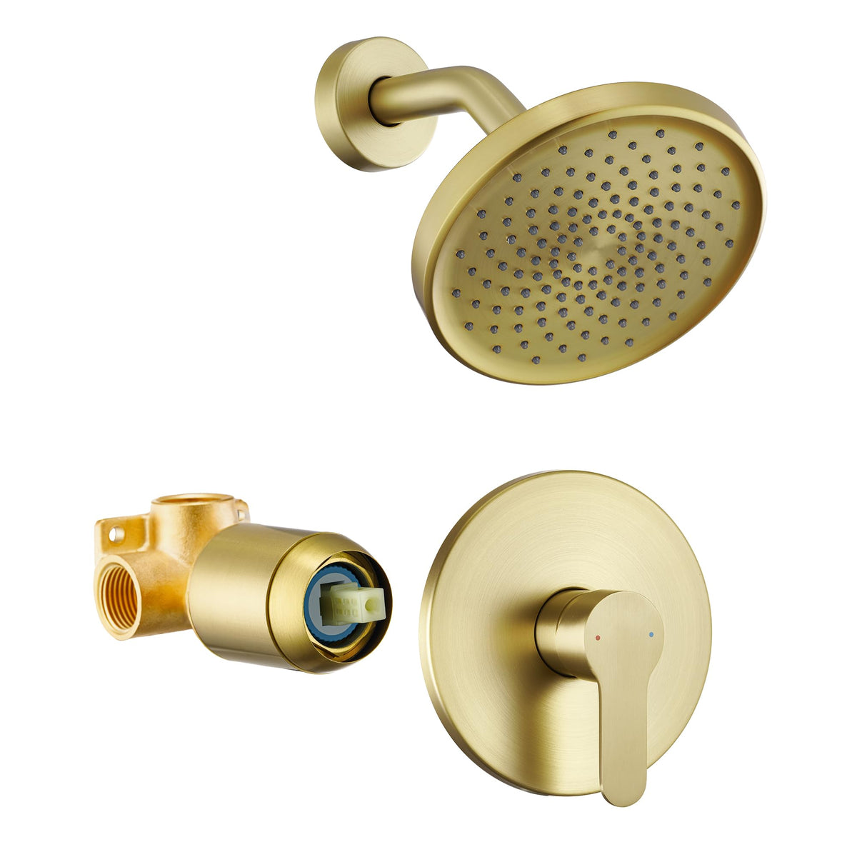 Tohlar Gold 6-inch rainfall shower head with adjustable spray for a spa-like shower