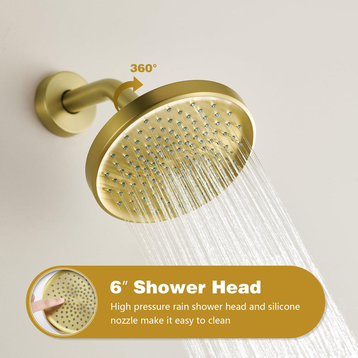 Tohlar Gold brass shower valve provides durable construction and reliable flow control