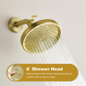Tohlar Gold brass shower valve provides durable construction and reliable flow control