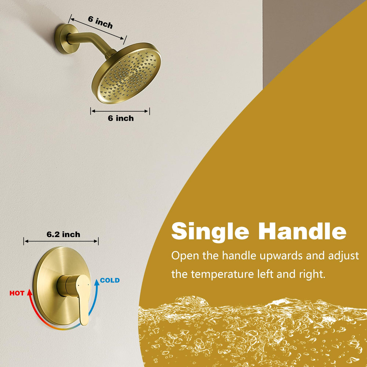 Tohlar Gold shower arm ensures steady alignment for even spray coverage