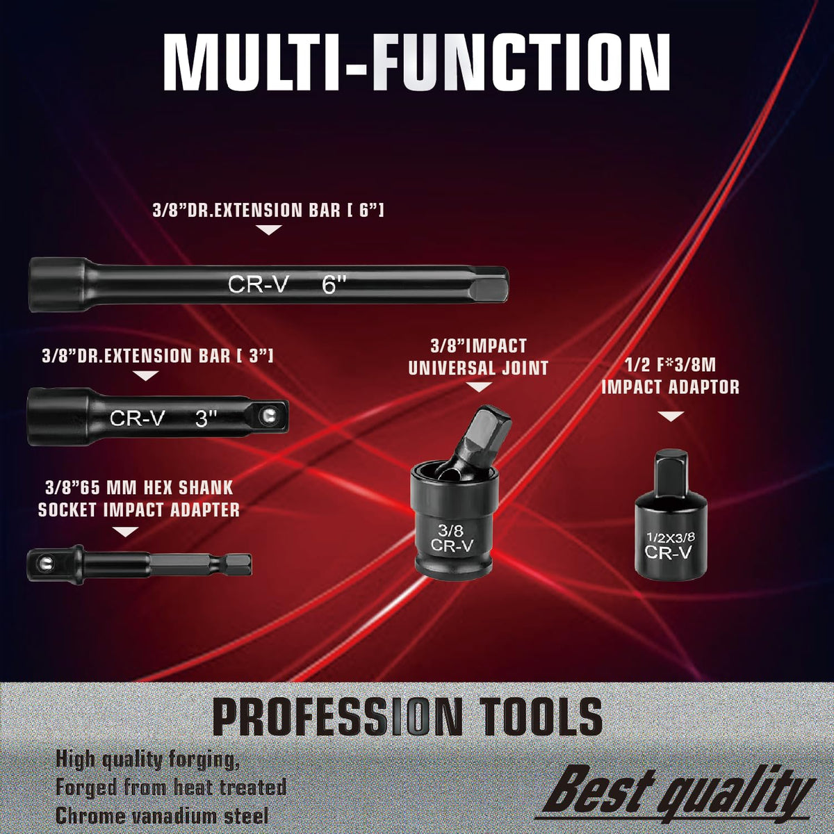 TOHOME 6-point sockets grip bolts securely during tough jobs.