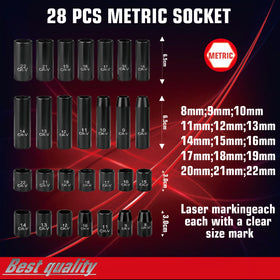 TOHOME deep sockets with laser markings improve size visibility in dim light.