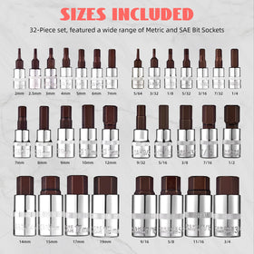 TOHOME Master hex bit socket set, 3/8-drive, 9 mm size, for sturdy assembly work.