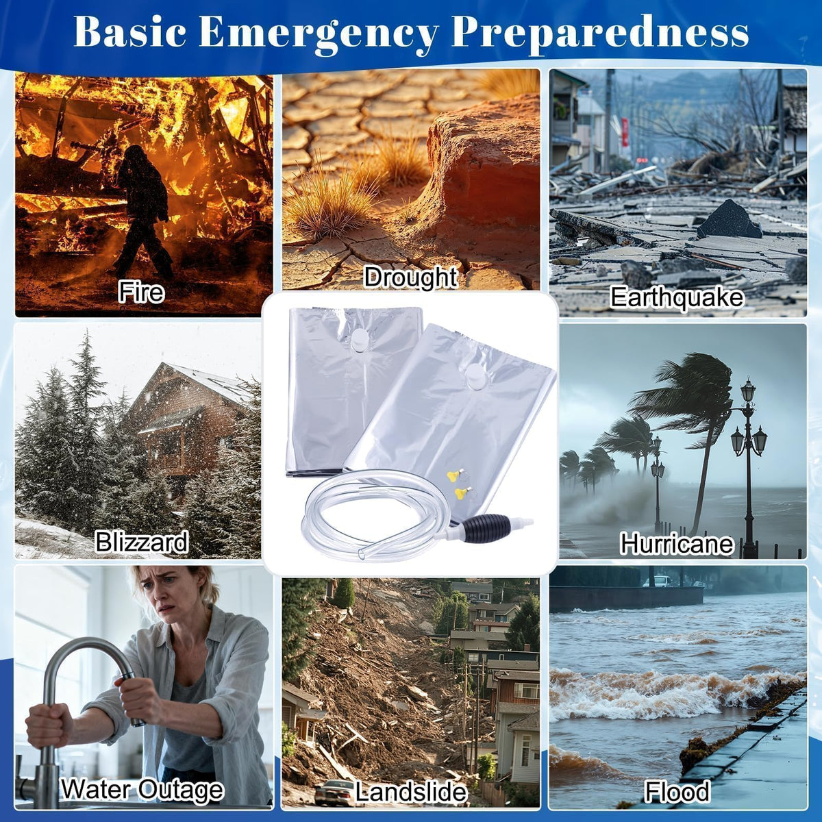 TOHONGADON hurricane preparedness kit with high-capacity water storage