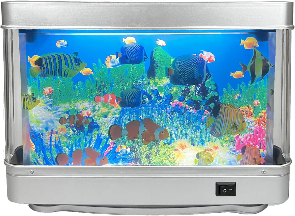 Tokenkuko fake motion fish tank with moving fish brightens a room and adds tranquil ambience