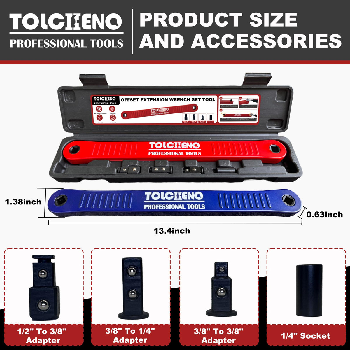 TOLCHENO 1-4 socket adapter close-up for hard-to-reach fasteners.