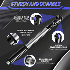 TOLCHENO 1/2 to 3/8 adapter expands tool reach and options