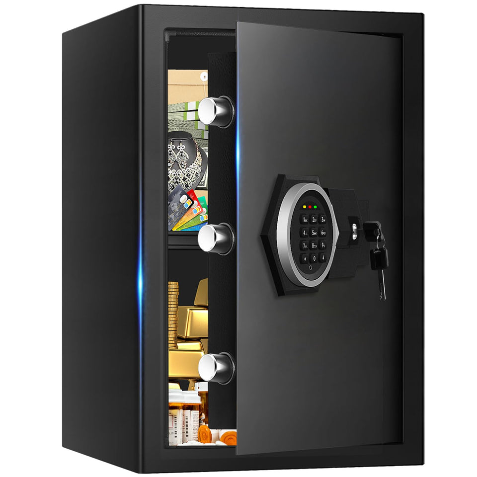 TOLEBLID large home safe front view showing sturdy bolts for secure storage