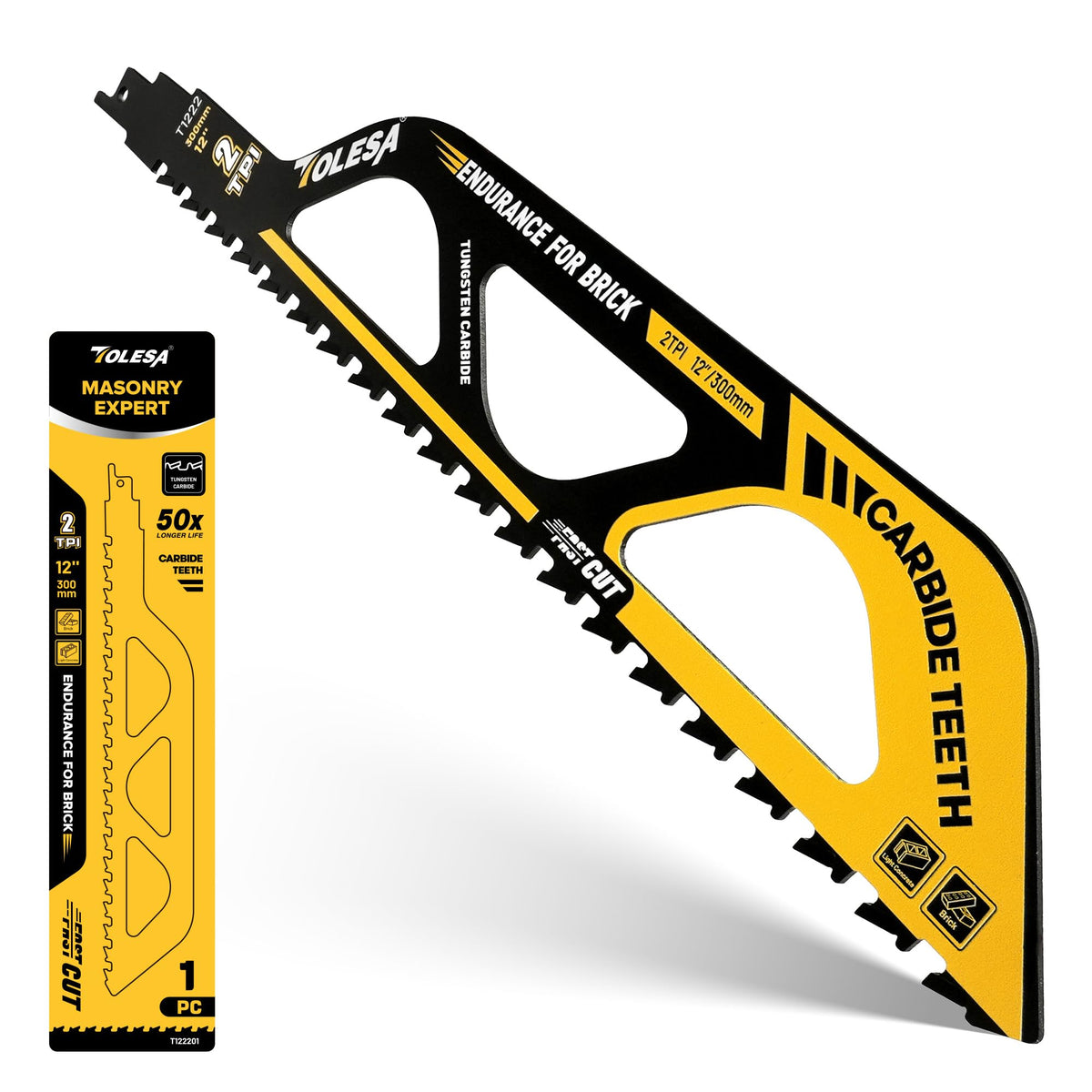 TOLESA 12-inch carbide masonry blade with durable teeth for tough cuts