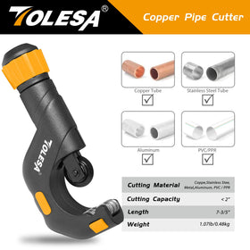 TOLESA deburring tool ready to smooth edges after cut.