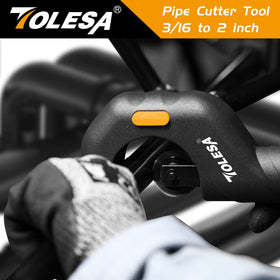 TOLESA pipe cutter handles copper, aluminum, and thin stainless steel effectively.