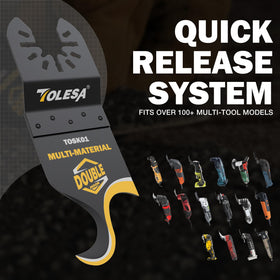 TOLESA blade set organized in a portable plastic case.