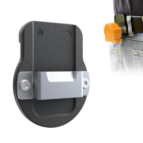 Tolholder Tape Measure Holder clipped to a belt for easy access.