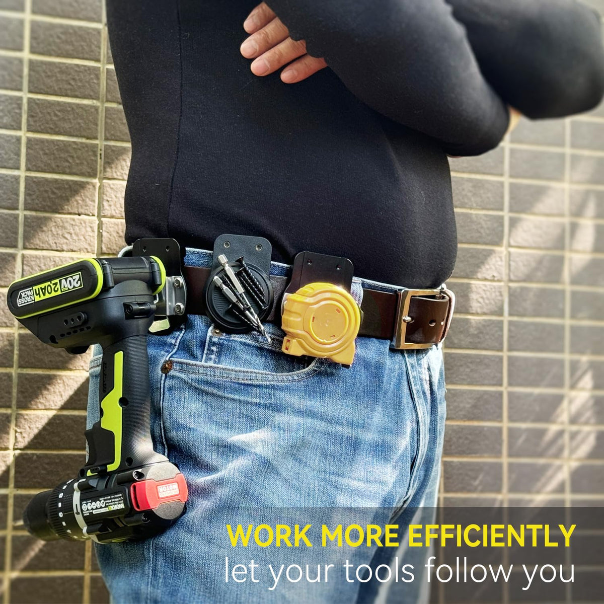 Tolholder Tape Measure Holder close-up of polycarbonate frame highlights durability.