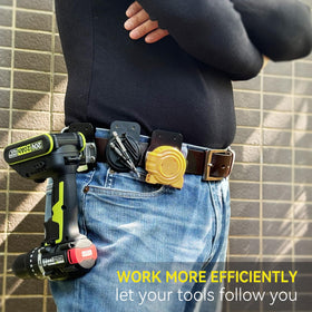 Tolholder Tape Measure Holder close-up of polycarbonate frame highlights durability.