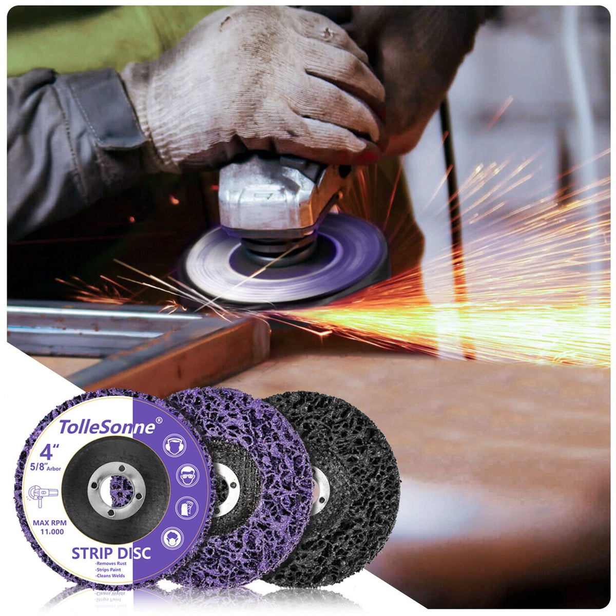 TolleSonne 4in strip disc ideal for wood prep and finishing.