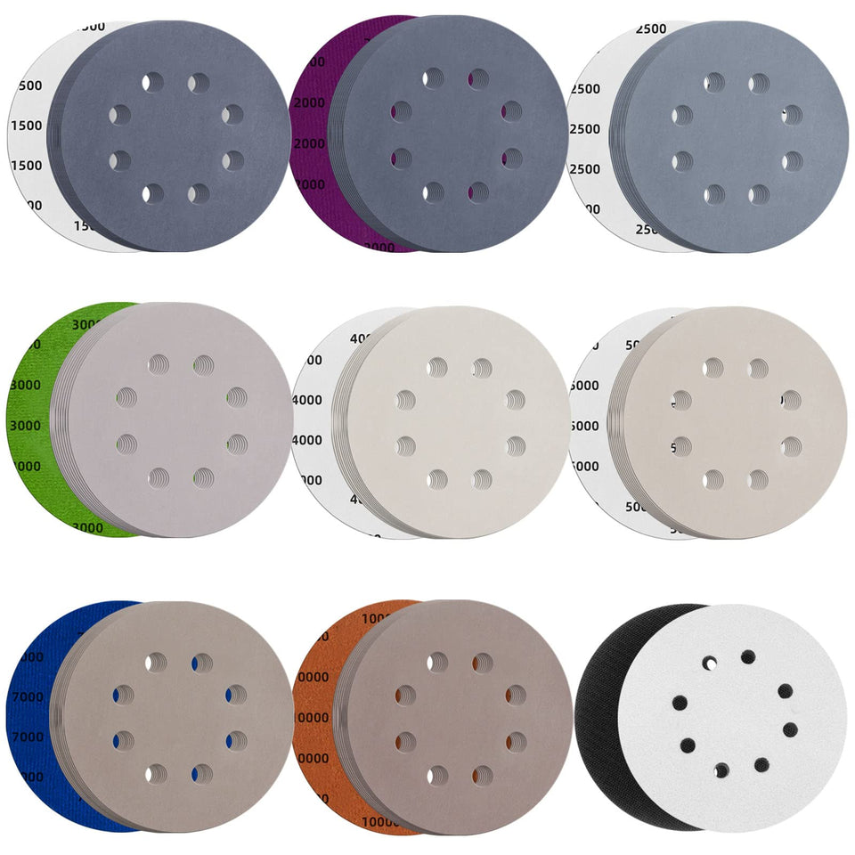 TolleSonne 80-piece 5-inch sanding discs with 8 holes for dust removal.