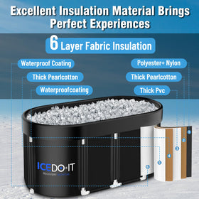 Tomaje Upgrade 129 Gal Oval Ice Bath drainage tap enables quick water release