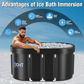 Tomaje Upgrade 129 Gal Oval Ice Bath interior space emphasizes full leg extension comfort