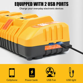 TOMAPEX compact charging station keeps tools ready and organized.