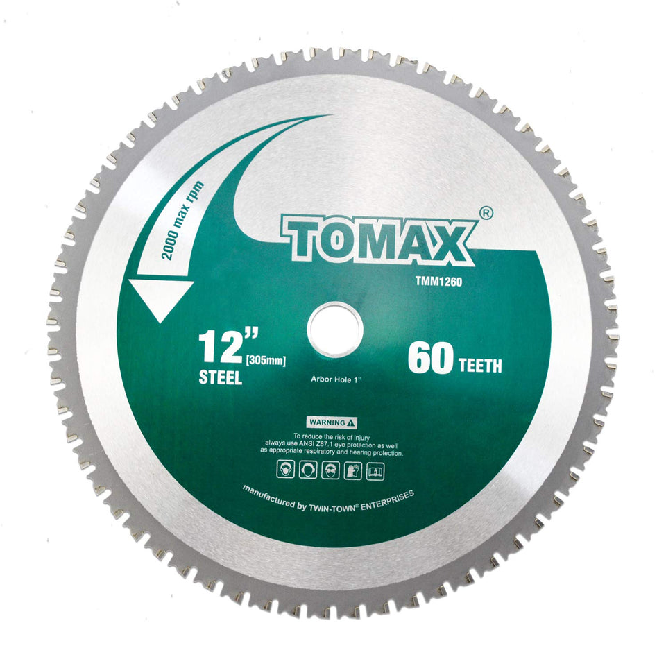 TOMAX 12-inch blade with 1-inch arbor for durable steel cutting