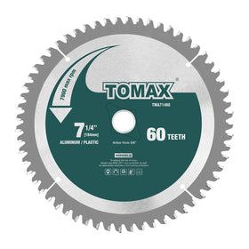 TOMAX 7-1/4 inch blade top view highlights 60 teeth for versatile cuts