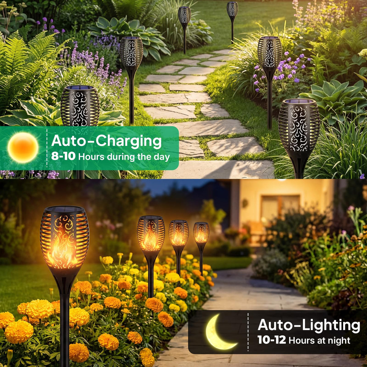 TomCare auto on-off dusk sensors activate torches automatically.