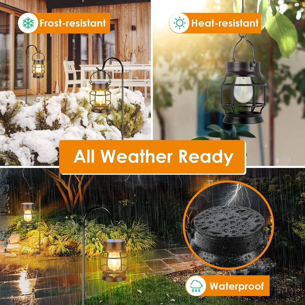 TomCare dusk-to-dawn sensor lantern automatically lights at dusk for hands-free illumination.