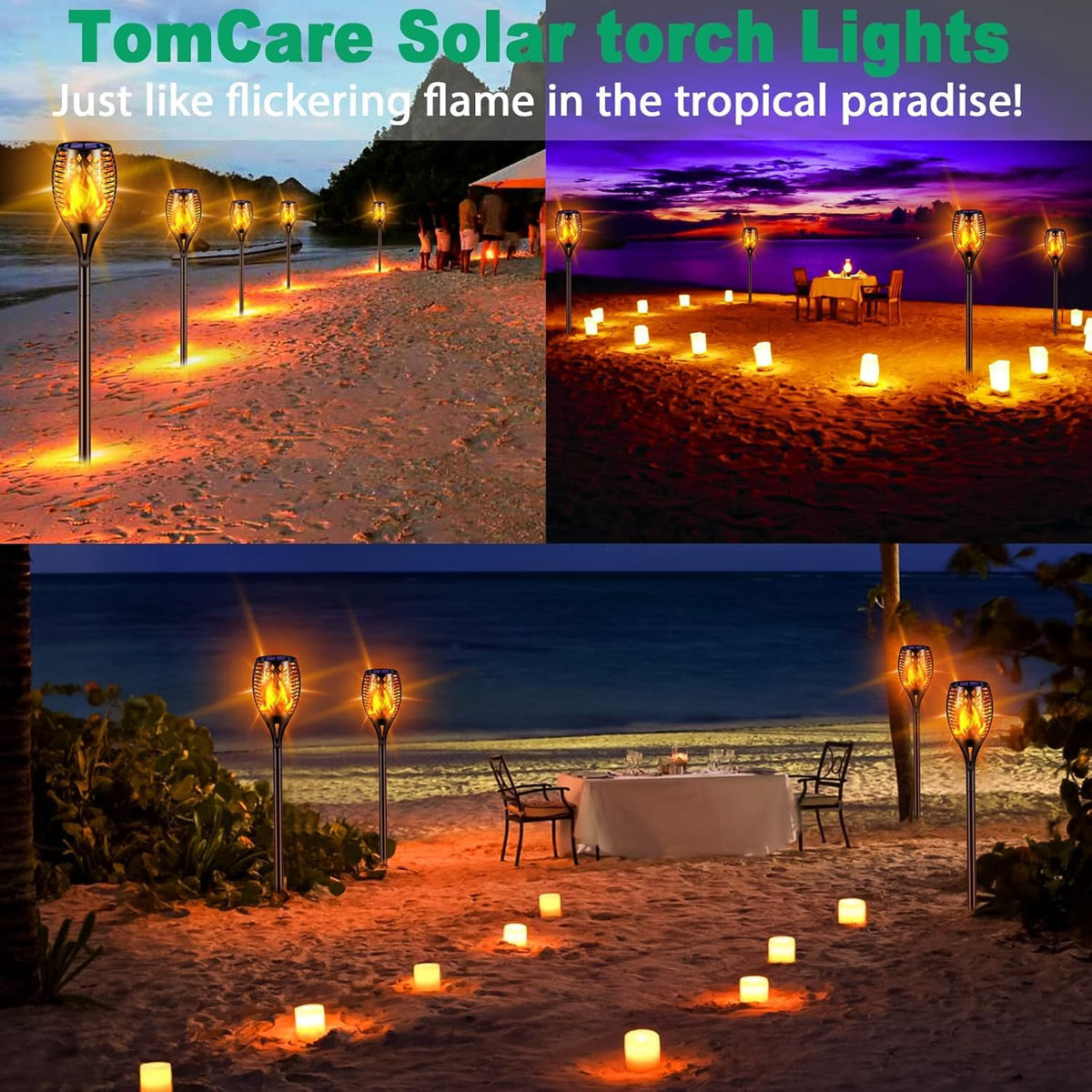 TomCare easy-install torches require no wiring for quick setup.