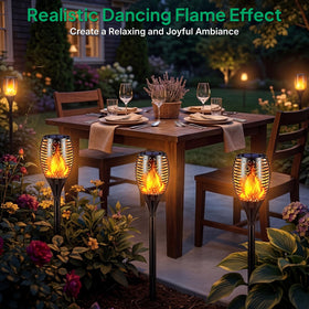 TomCare flame-effect torches illuminate patios with a lifelike glow.